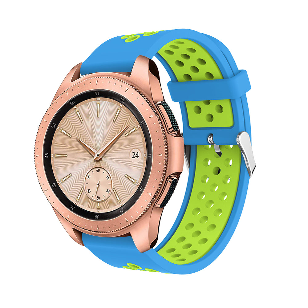 20mm Two-tone Silicone Watch Band for Samsung Galaxy Watch 42mm, Hollow Adjustable Wrist Strap