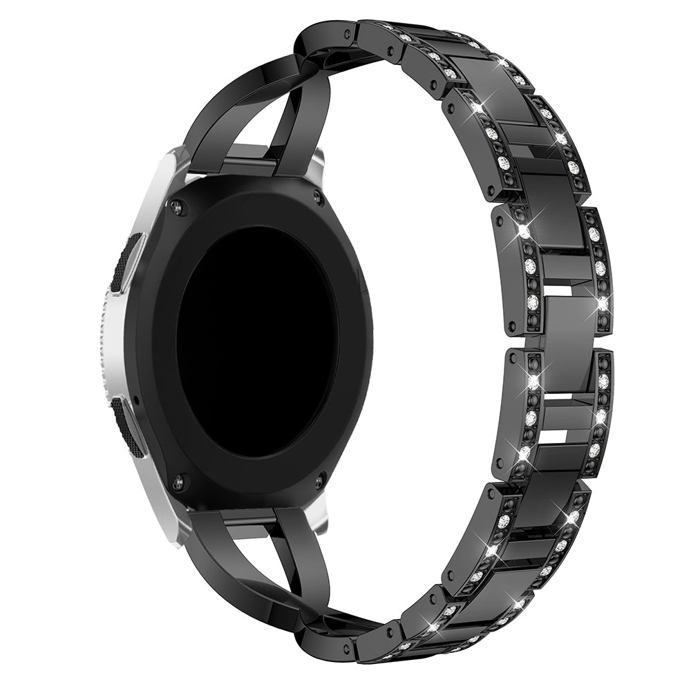 22mm X-shape Rhinestone Decor Alloy Watch Wrist Band for Samsung Galaxy Watch 46mm