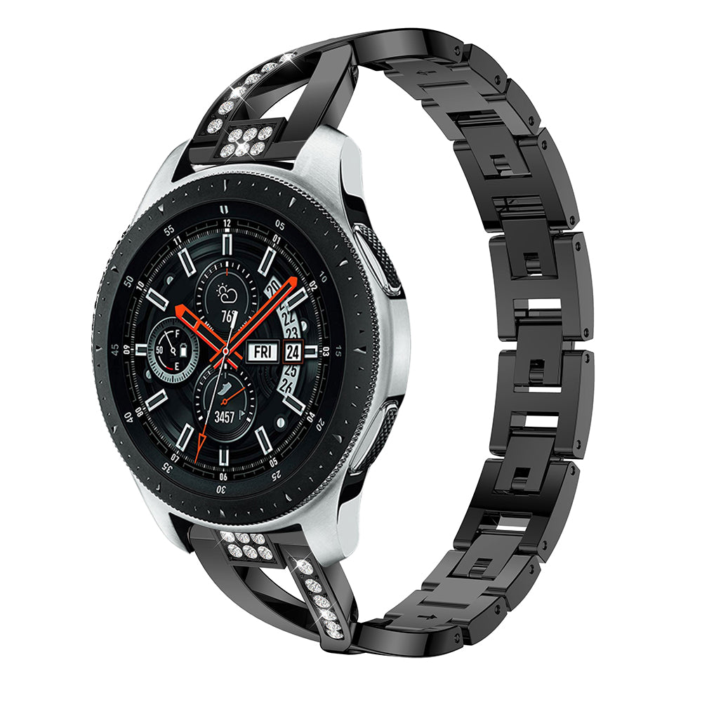 22mm X-shape Rhinestone Decor Alloy Watch Wrist Band for Samsung Galaxy Watch 46mm