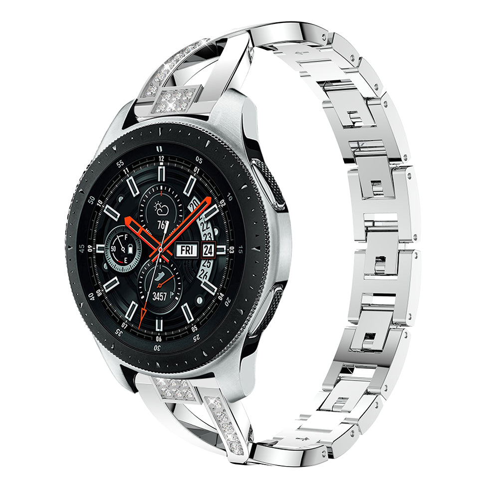 22mm X-shape Rhinestone Decor Alloy Watch Wrist Band for Samsung Galaxy Watch 46mm