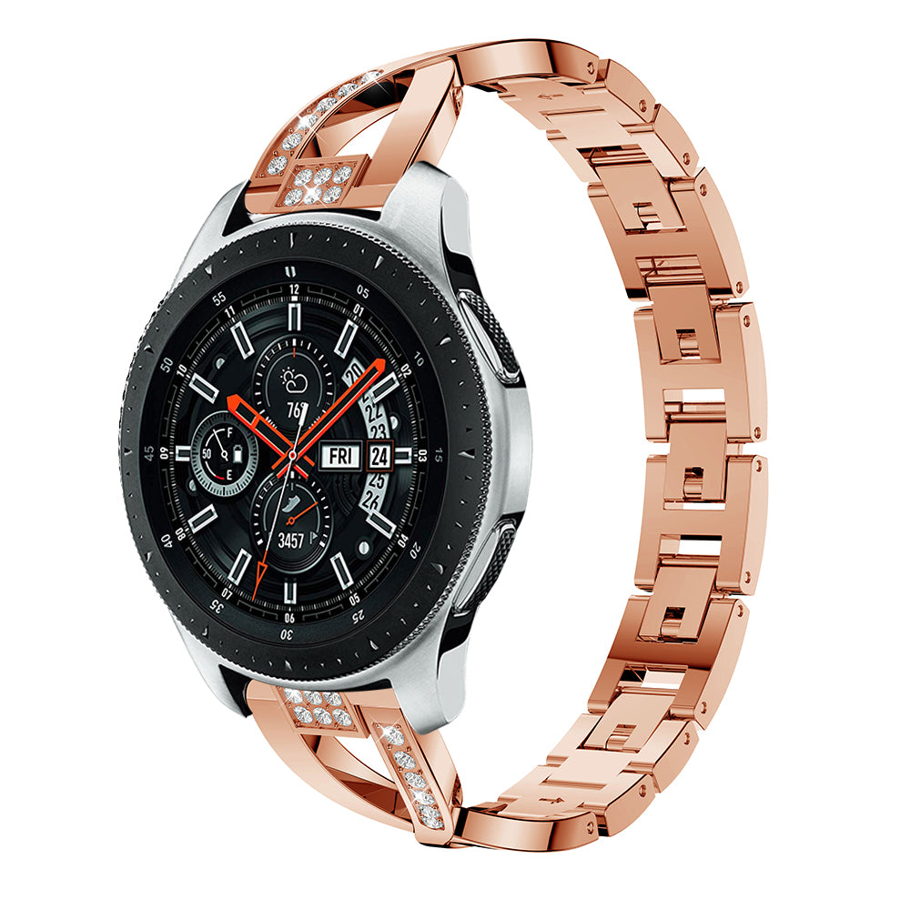 22mm X-shape Rhinestone Decor Alloy Watch Wrist Band for Samsung Galaxy Watch 46mm