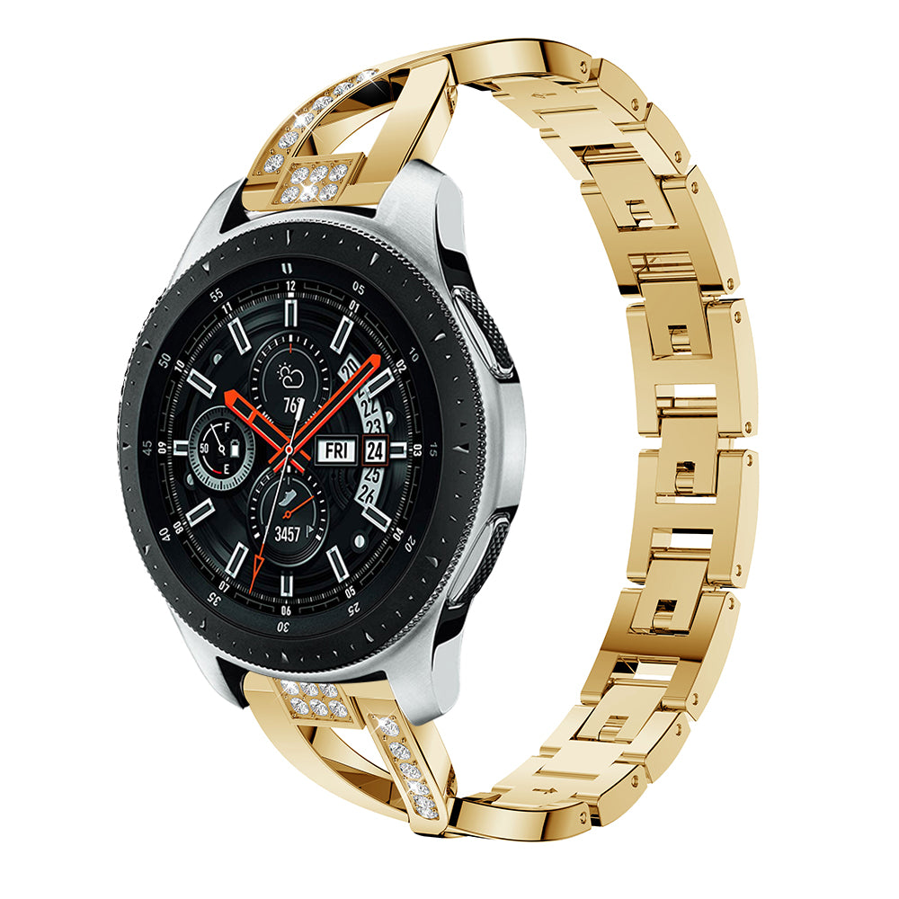22mm X-shape Rhinestone Decor Alloy Watch Wrist Band for Samsung Galaxy Watch 46mm