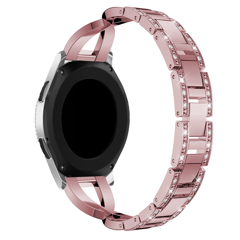 22mm X-shape Rhinestone Decor Alloy Watch Wrist Band for Samsung Galaxy Watch 46mm