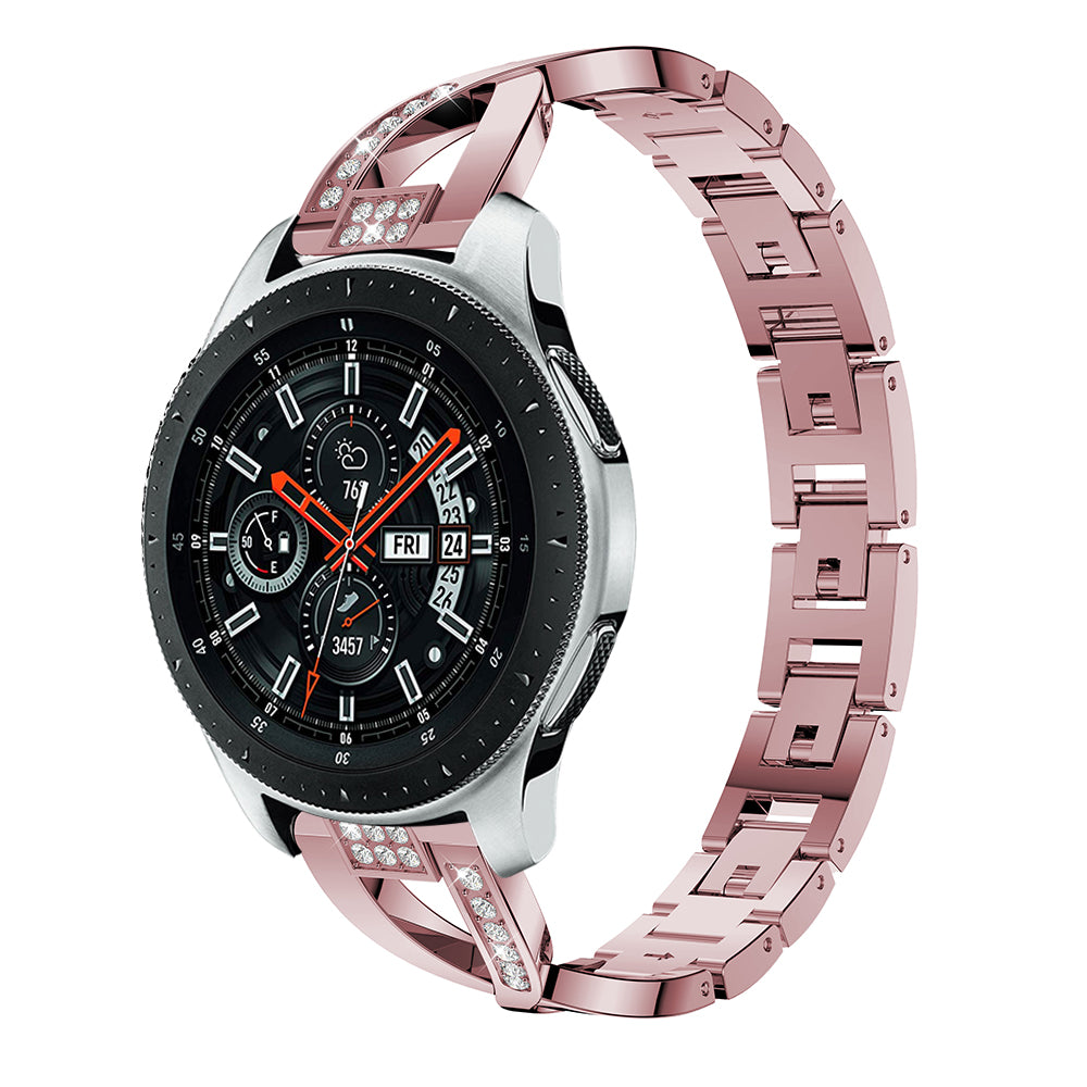 22mm X-shape Rhinestone Decor Alloy Watch Wrist Band for Samsung Galaxy Watch 46mm