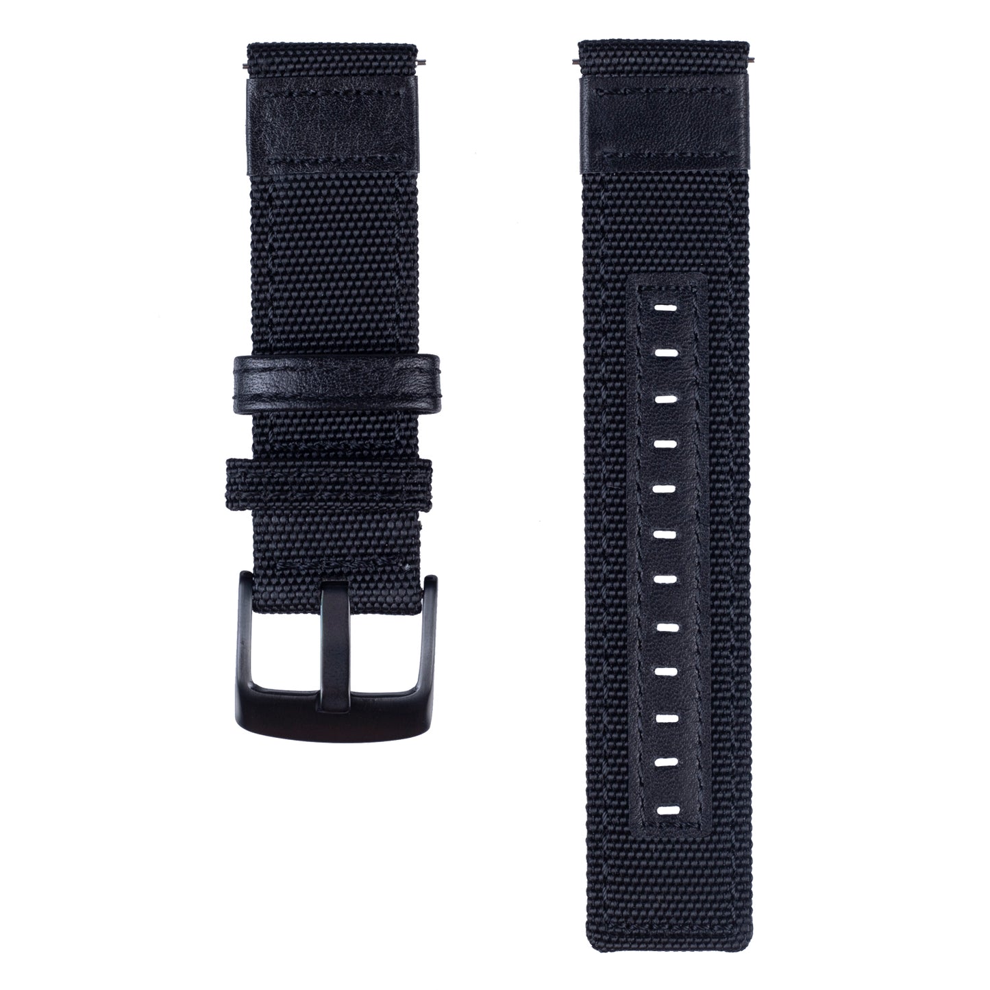 Universal 22mm Nylon + Genuine Leather Watch Band Strap for Samsung Galaxy Watch 46mm etc.