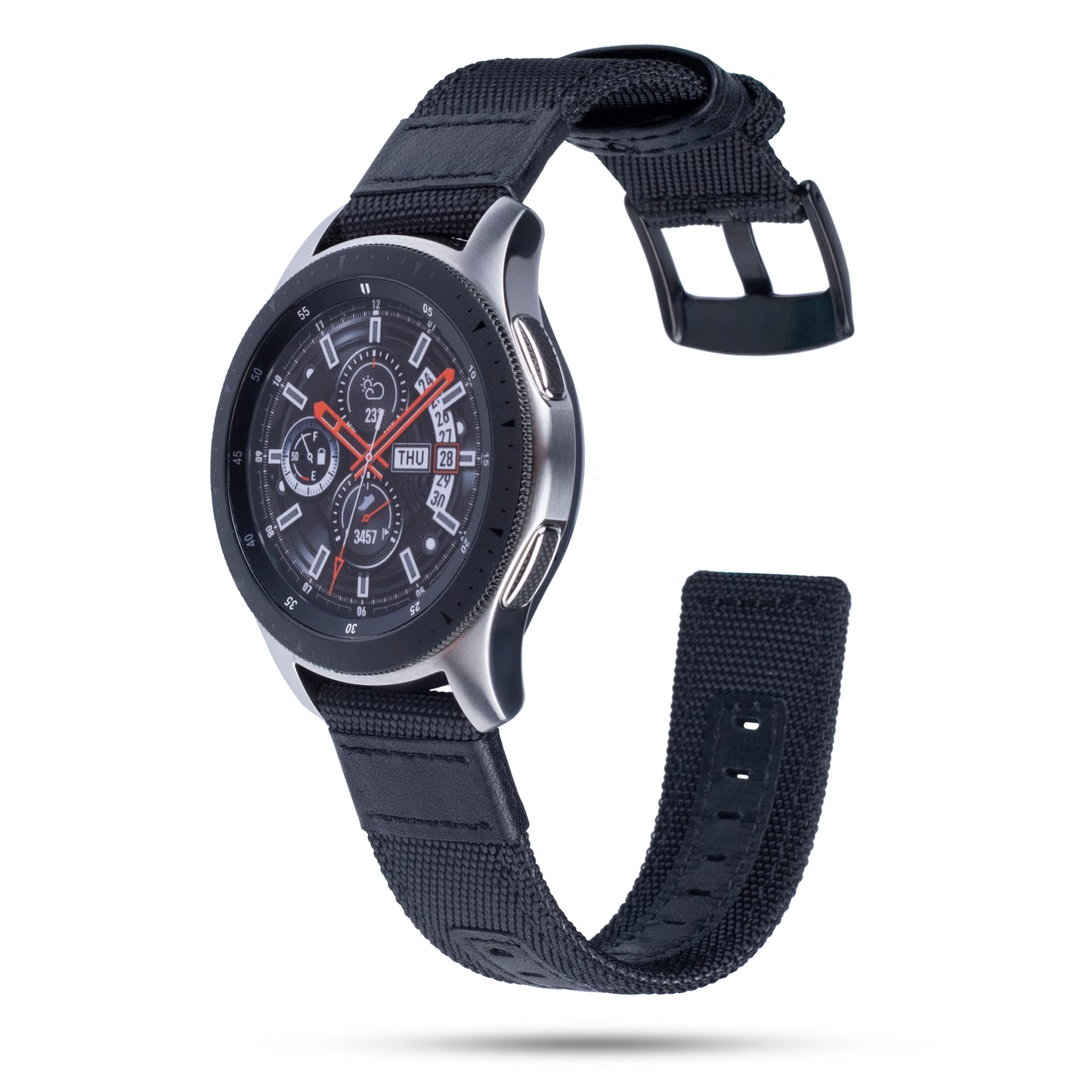 Universal 22mm Nylon + Genuine Leather Watch Band Strap for Samsung Galaxy Watch 46mm etc.
