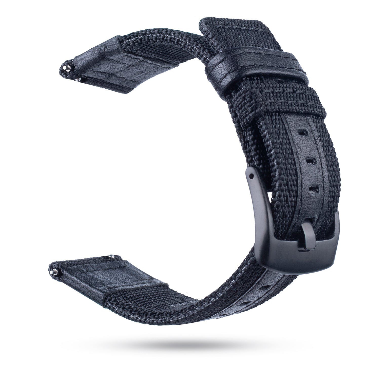 Universal 22mm Nylon + Genuine Leather Watch Band Strap for Samsung Galaxy Watch 46mm etc.