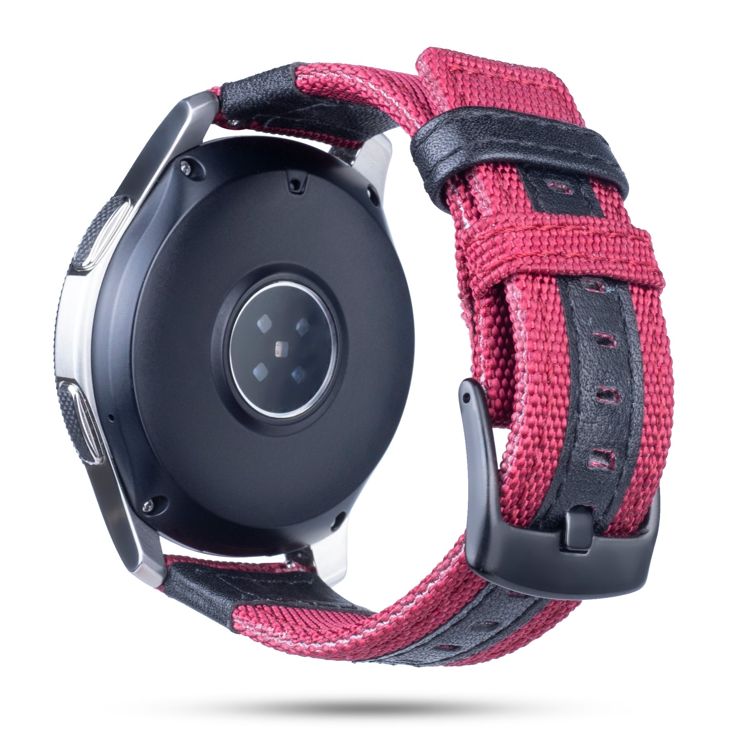 Universal 22mm Nylon + Genuine Leather Watch Band Strap for Samsung Galaxy Watch 46mm etc.