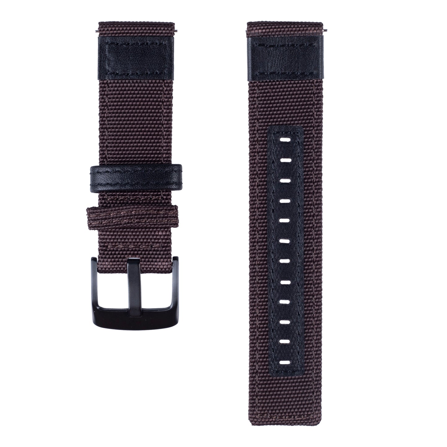 Universal 22mm Nylon + Genuine Leather Watch Band Strap for Samsung Galaxy Watch 46mm etc.