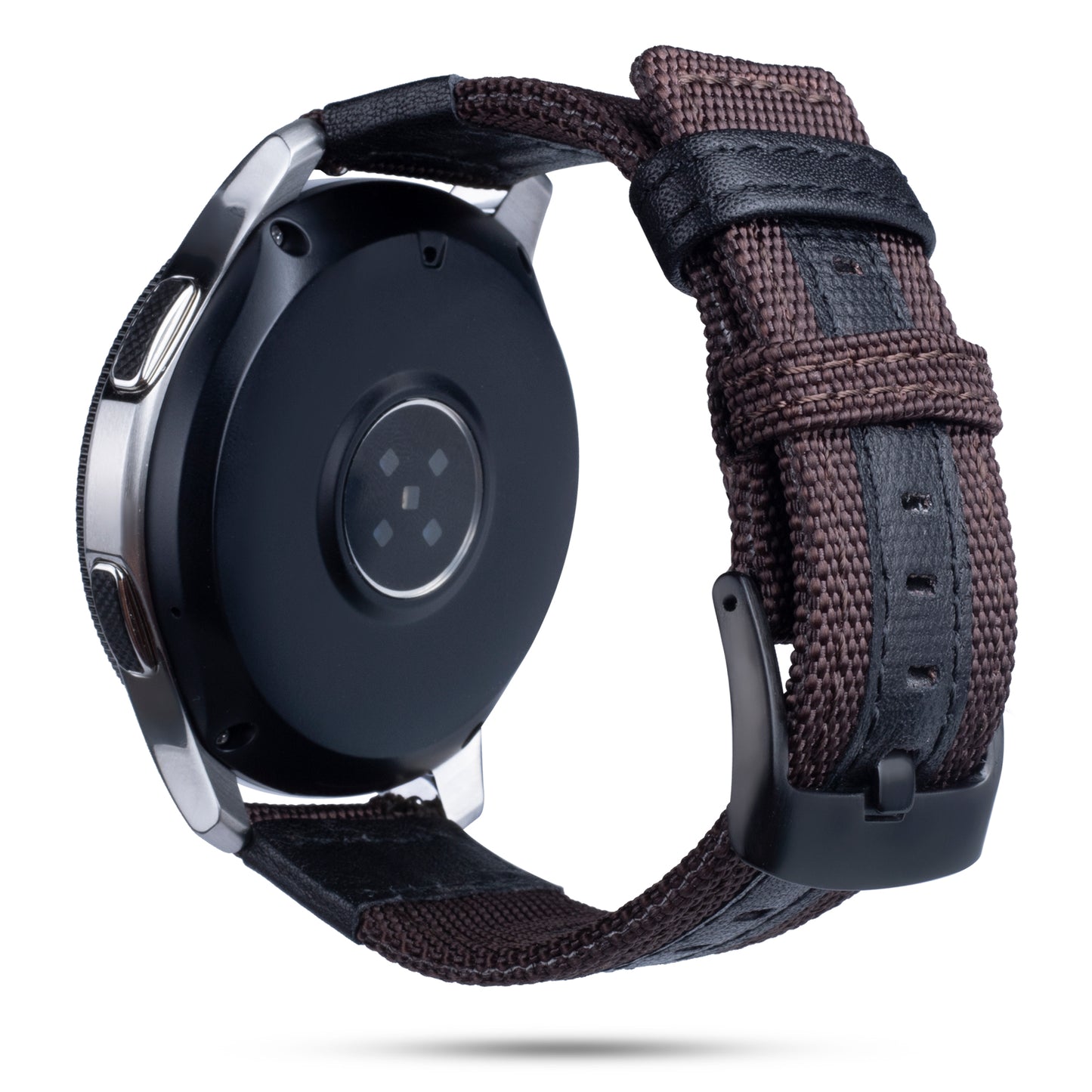 Universal 22mm Nylon + Genuine Leather Watch Band Strap for Samsung Galaxy Watch 46mm etc.