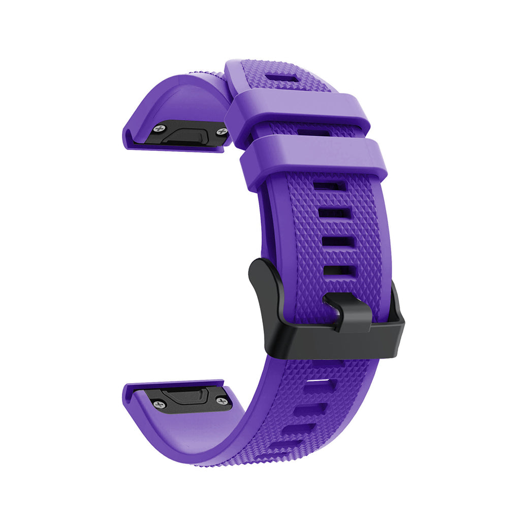 22mm Soft Textured Silicone Watch Band Wrist Bracelet for Garmin Fenix 5 / 5 Plus with Black Buckle
