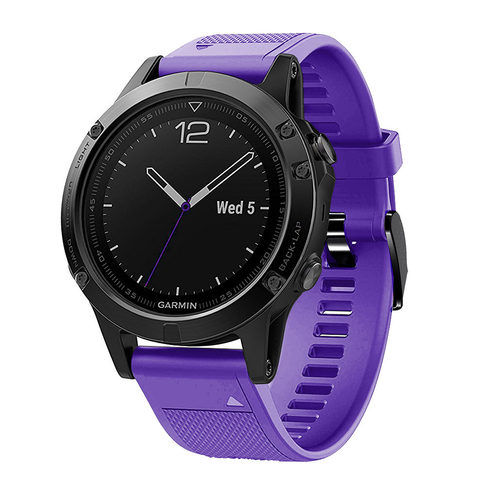 22mm Soft Textured Silicone Watch Band Wrist Bracelet for Garmin Fenix 5 / 5 Plus with Black Buckle