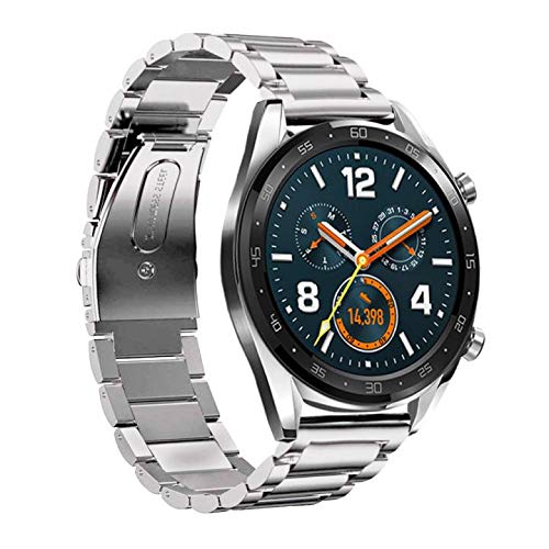 22mm Three Beads Stainless Steel Watch Strap with Folding Clasp for Huawei Watch GT / Honor Watch Magic