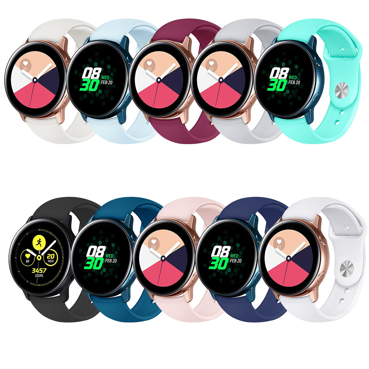 20mm Soft Silicone Watch Band Replacement for Samsung Galaxy Watch Active SM-R500