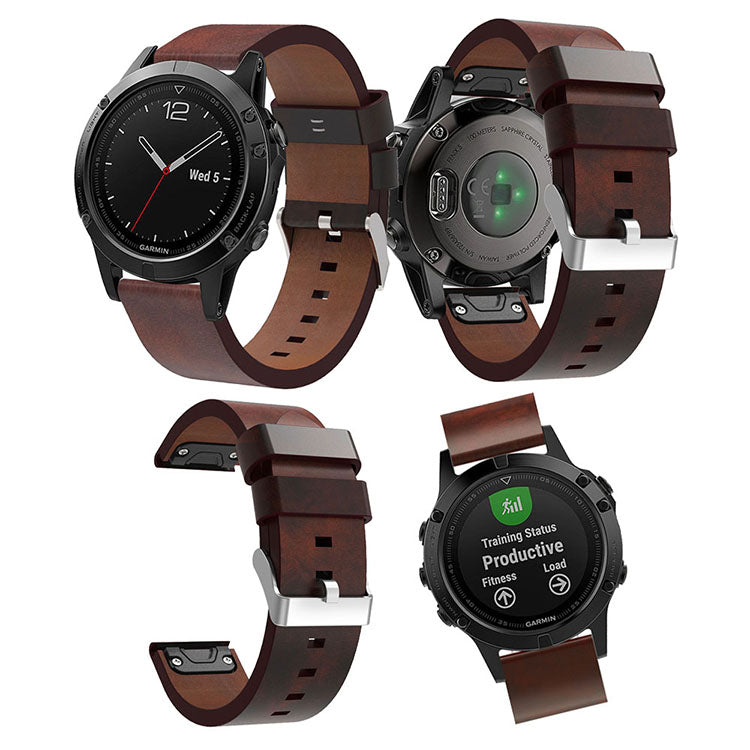 210mm PU Leather Pointed Strap Replacement Wriststrap Watch Band for Garmin Fenix 5