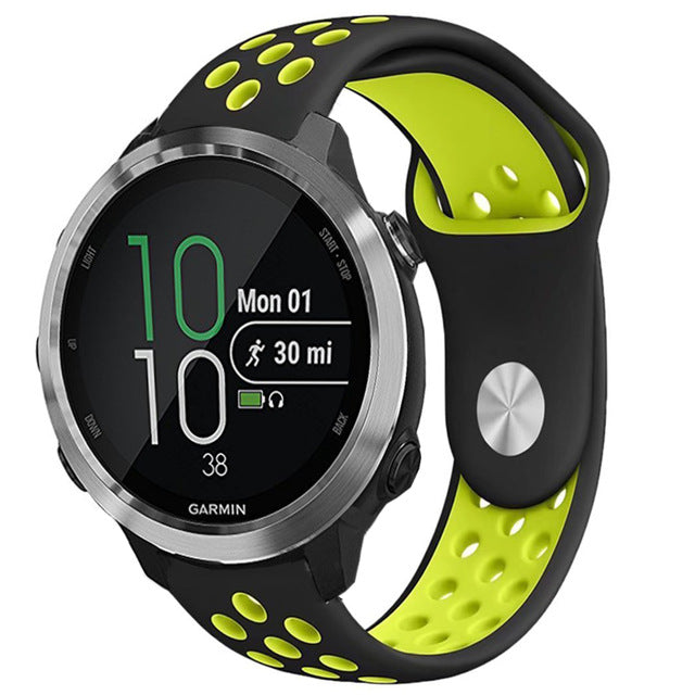 20mm Two-tone Silicone Watch Band for Garmin Forerunner 645 Music /Vivoactive 3/Vivomove HR, Adjustable Watch Strap Replacement