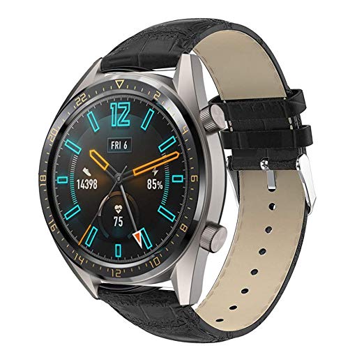 22mm Crocodile Texture Genuine Leather Watch Strap Replacement for Huawei Watch GT/ Watch 2 Pro/Honor Watch Magic