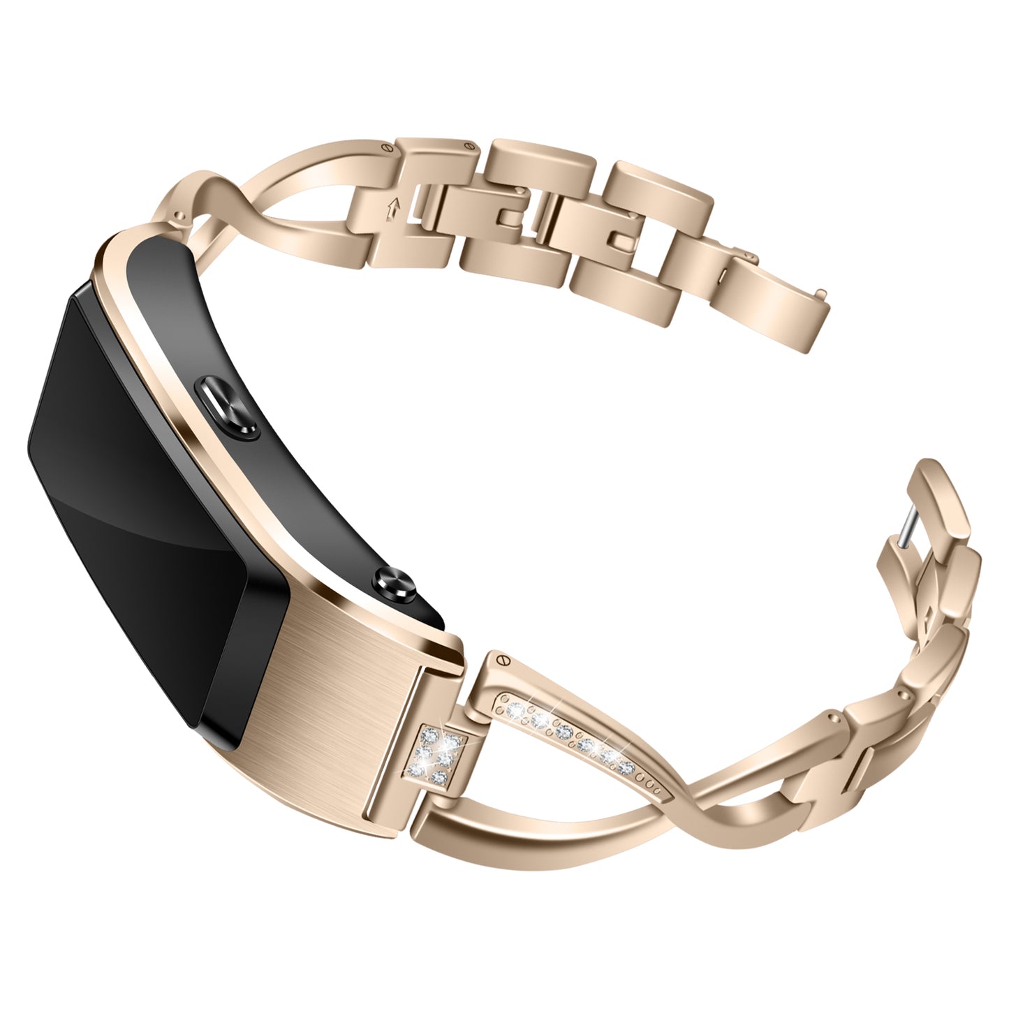 18MM Rhinestone-encrusted Stainless Steel Watchband Replacement for Huawei TalkBand B5