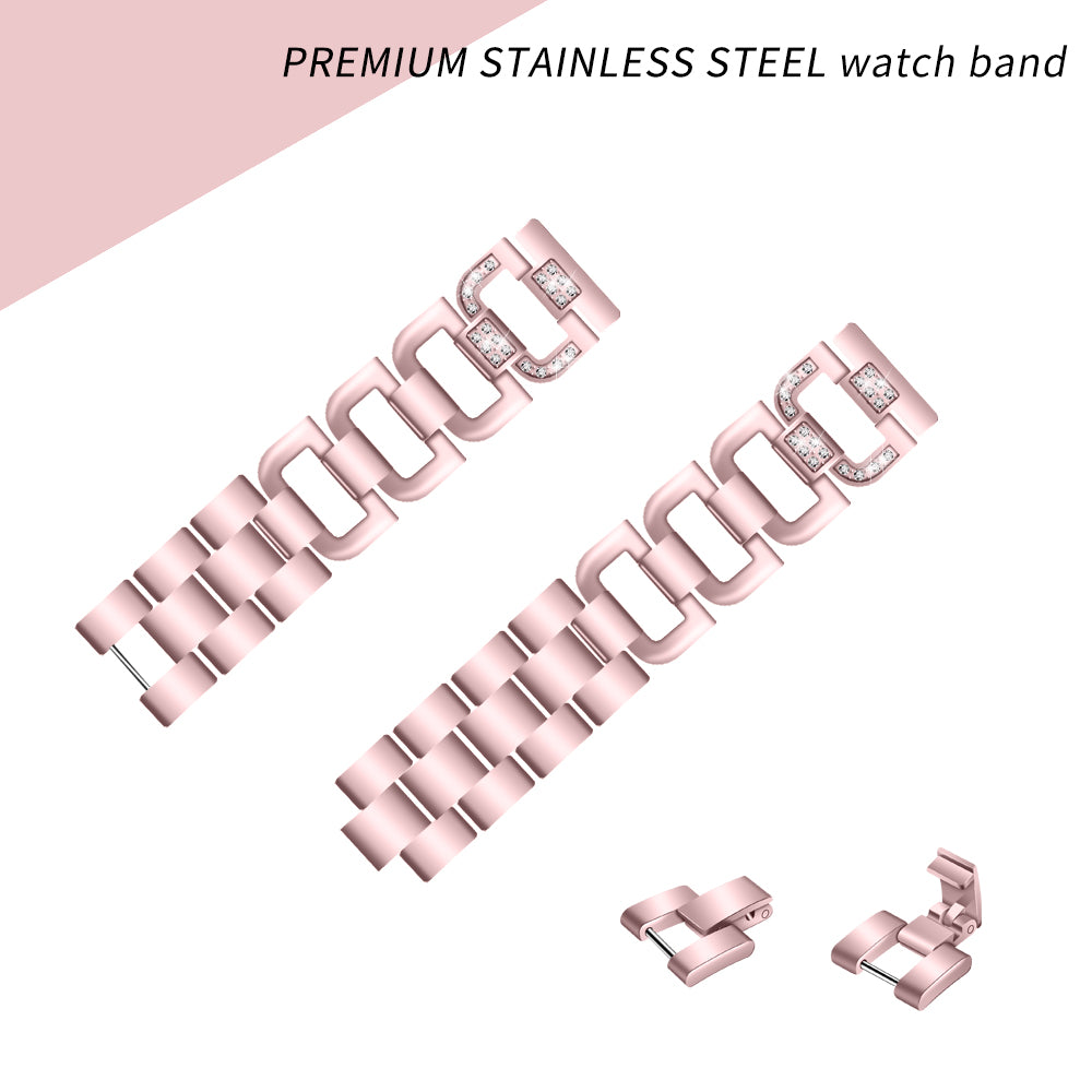 18MM D Shape Rhinestone Decor Stainless Steel Watch Band Replacement for Huawei TalkBand B5