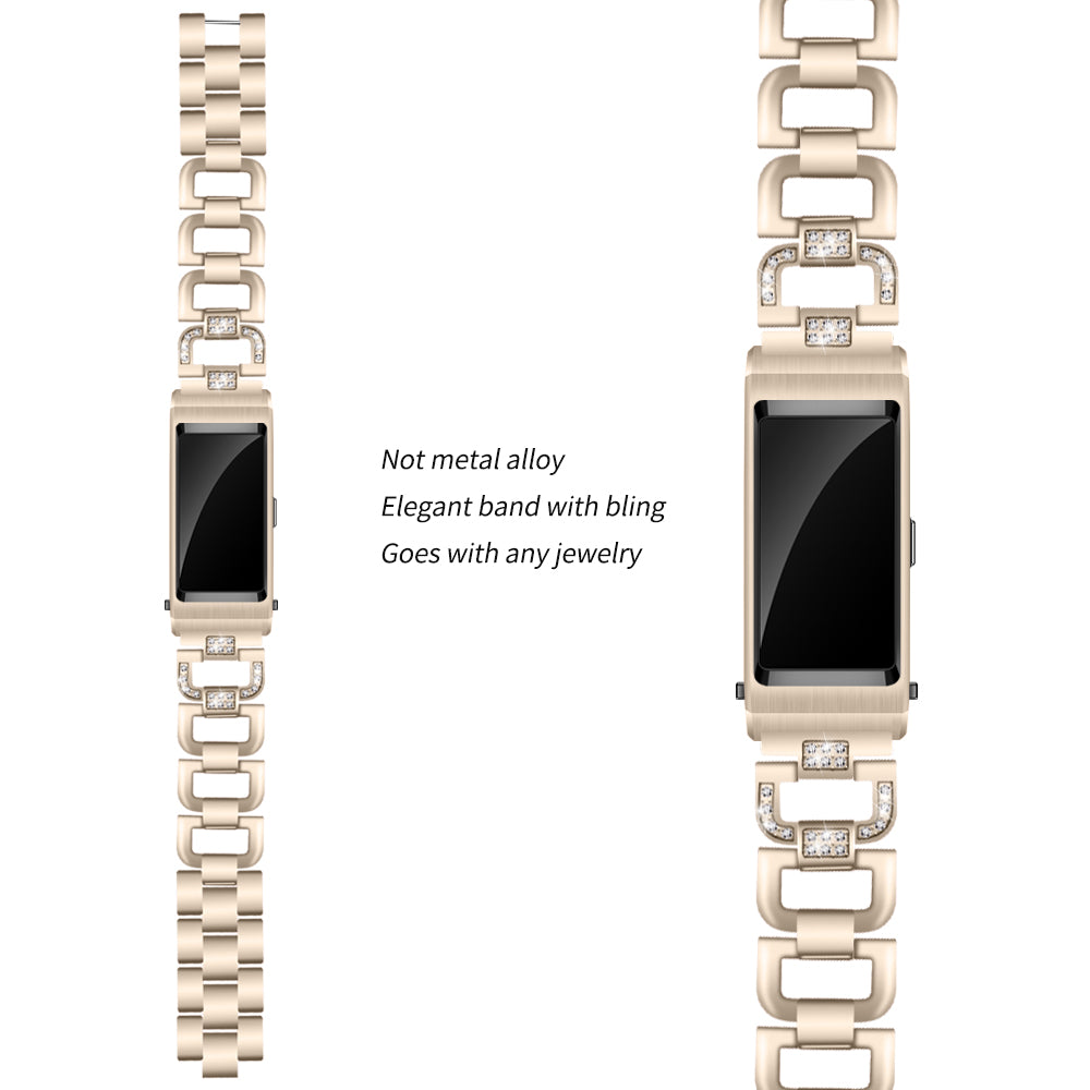 18MM D Shape Rhinestone Decor Stainless Steel Watch Band Replacement for Huawei TalkBand B5