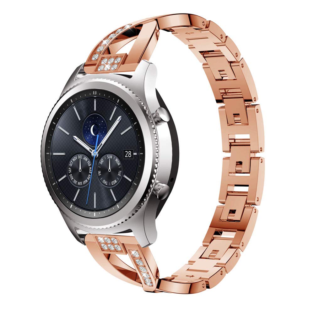 22mm Diamond Decor Stainless Steel Smart Watch Band for Samsung Gear S3 Classic/Frontier/Gear 2 R380 etc