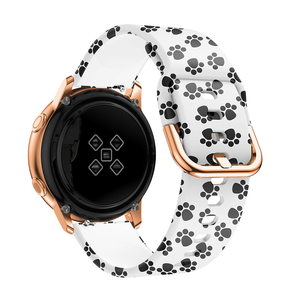 20mm Pattern Printing Silicone Watch Strap for Samsung Galaxy Watch Active, Pin Buckle Watch Wrist Band