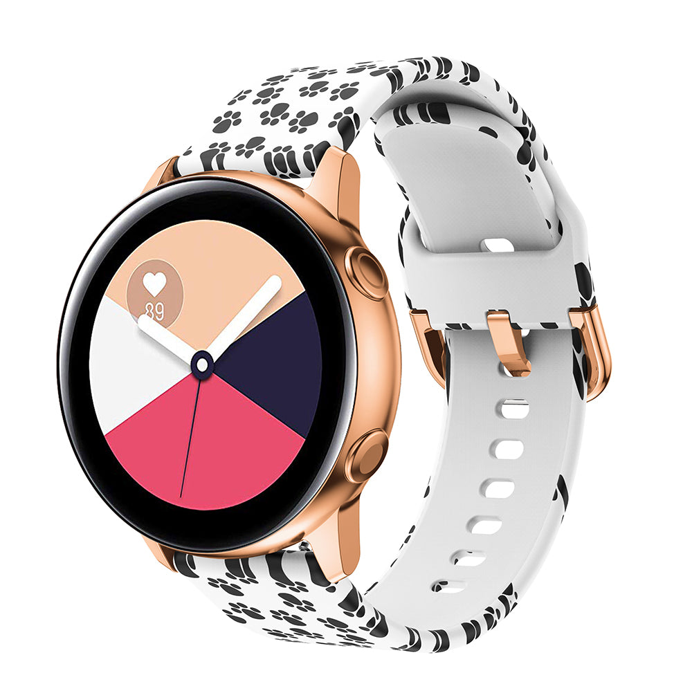 20mm Pattern Printing Silicone Watch Strap for Samsung Galaxy Watch Active, Pin Buckle Watch Wrist Band