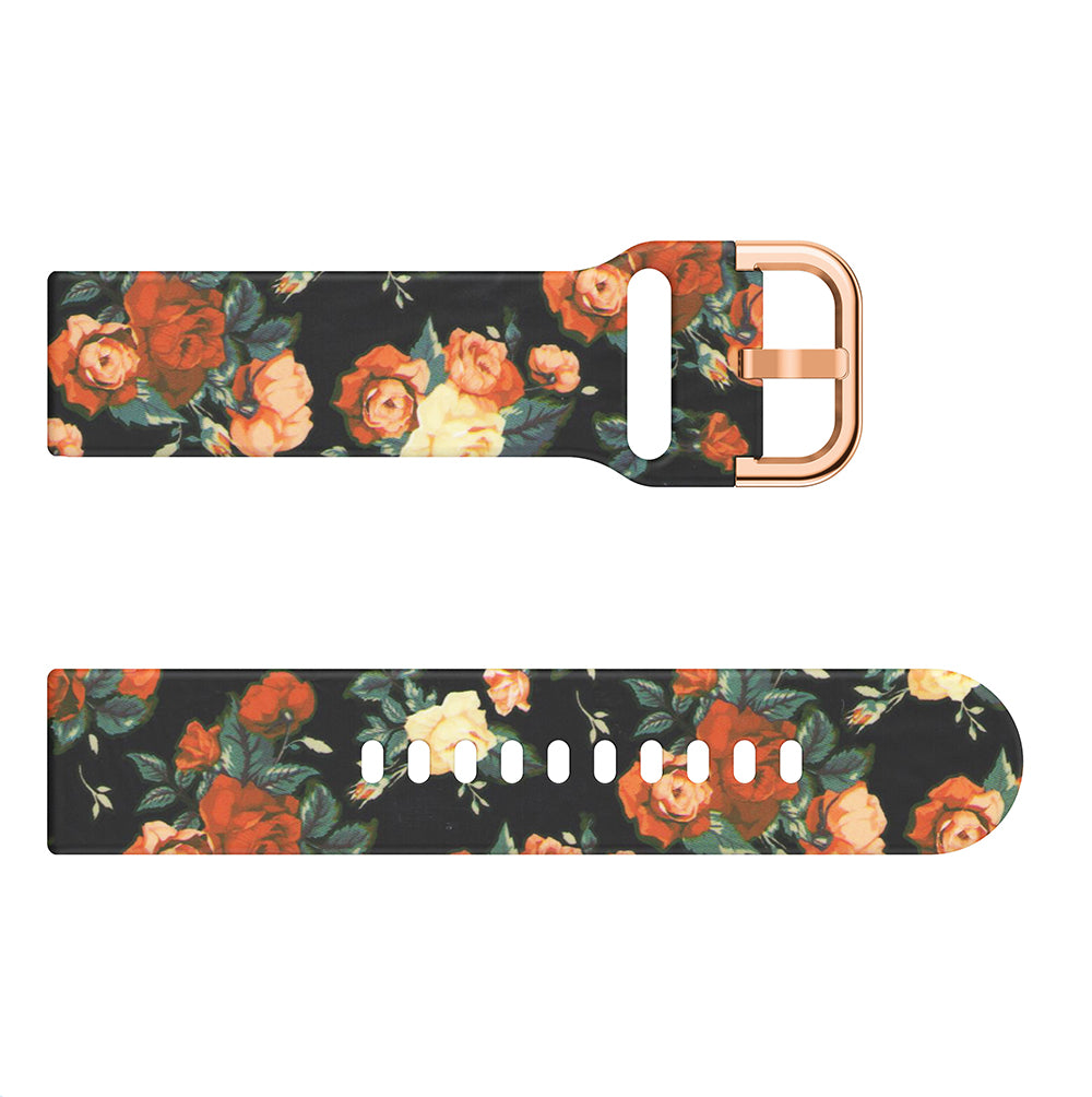 20mm Pattern Printing Silicone Watch Strap for Samsung Galaxy Watch Active, Pin Buckle Watch Wrist Band