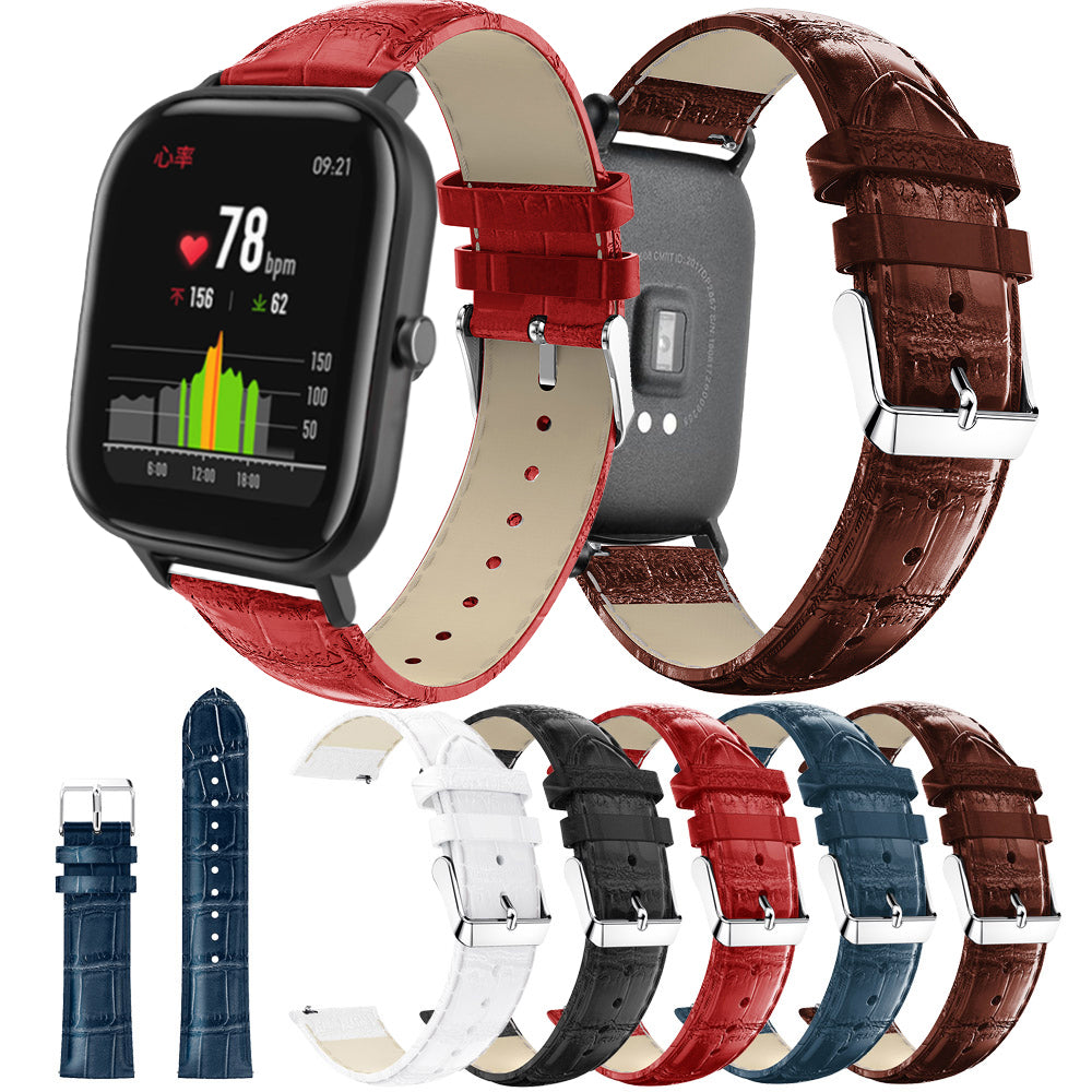20mm Crocodile Texture Leather Smart Watch Strap Replacement for Amazfit GTS