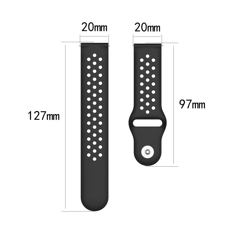 20mm Soft Ventilation Silicone Watch Band Replacement for Garmin Move Luxe/Move Style/Move 3/Move Venu
