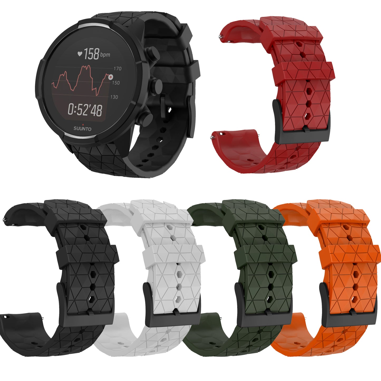 24mm Silicone Wrist Strap Replacement for Suunto 9 Baro