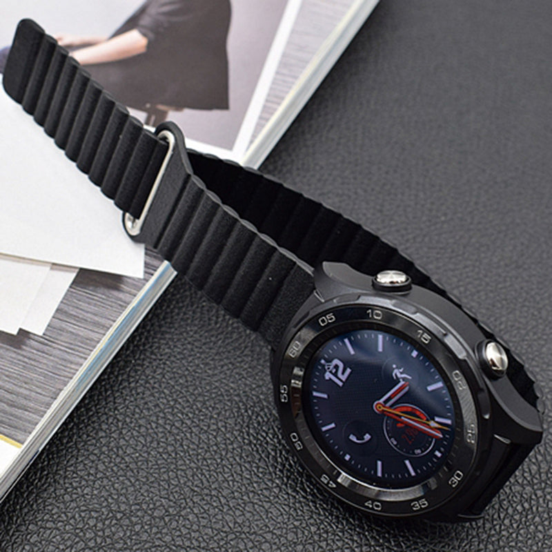 22mm Magnetic Buckle Leather Watch Bands for Samsung Galaxy Gear S3 Classic/Frontier / Huawei Watch GT / Motorola Moto 360 2nd Gen / Ticwatch