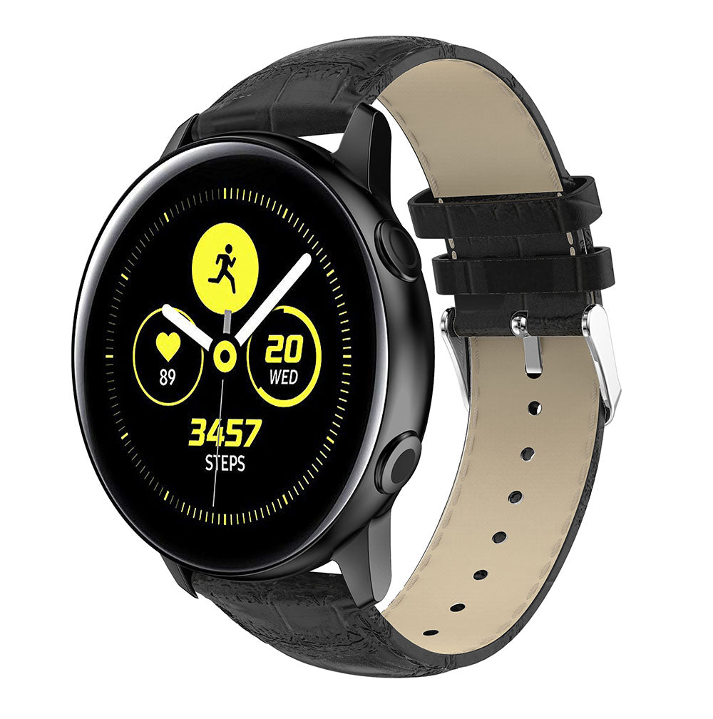 20mm Crocodile Texture Genuine Leather Watch Strap Replacement for Samsung Galaxy Watch Active