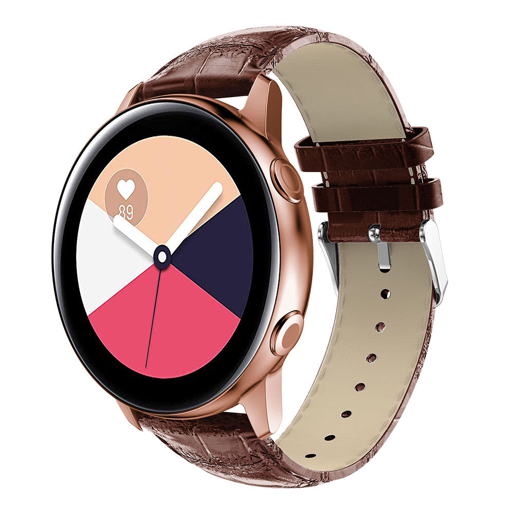 20mm Crocodile Texture Genuine Leather Watch Strap Replacement for Samsung Galaxy Watch Active