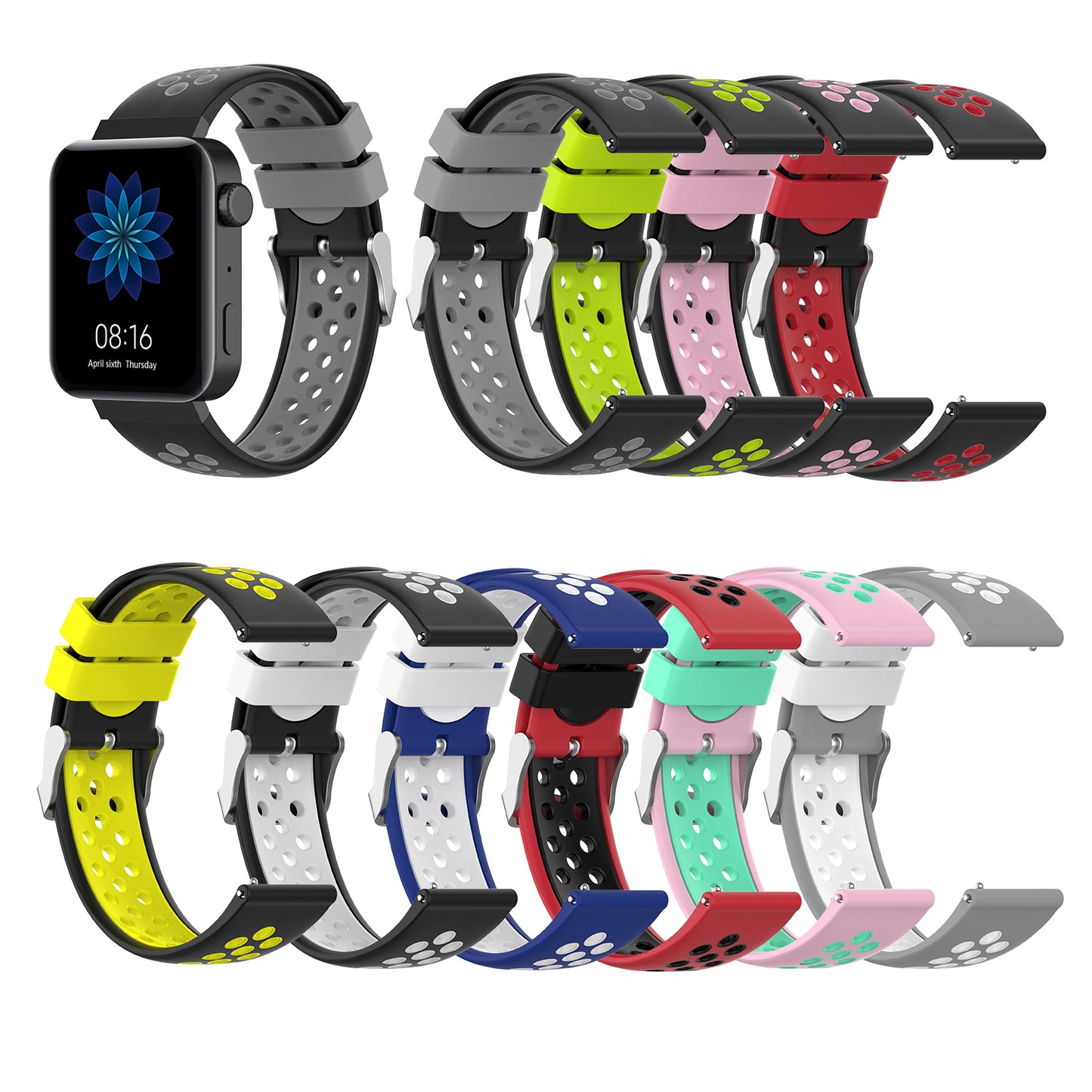 18mm Dual Color Silicone Smart Watch Band for Xiaomi Mi Watch