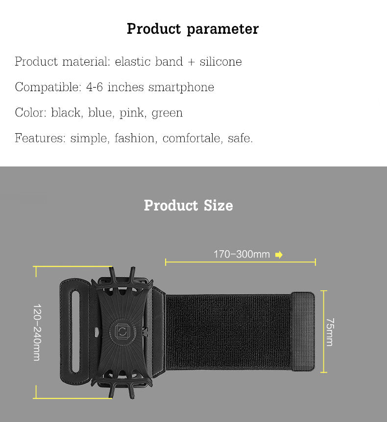 180-degree Rotatable Sport Cycling Running Cellphone Holder Wrist Strap Armband for 4-6 inches Phone