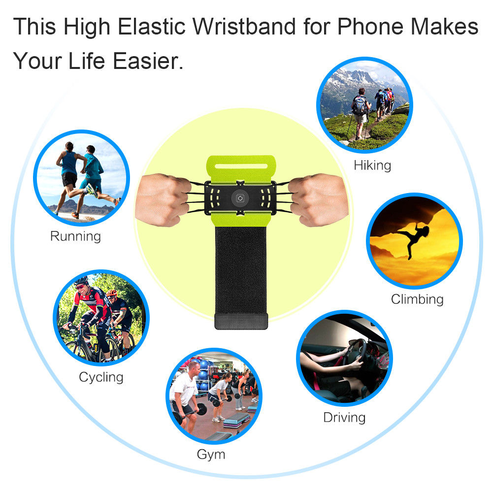 180-degree Rotatable Sport Cycling Running Cellphone Holder Wrist Strap Armband for 4-6 inches Phone