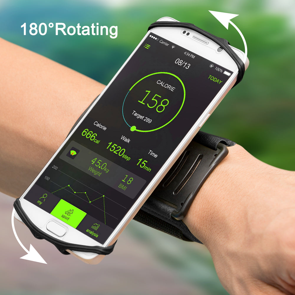 180-degree Rotatable Sport Cycling Running Cellphone Holder Wrist Strap Armband for 4-6 inches Phone