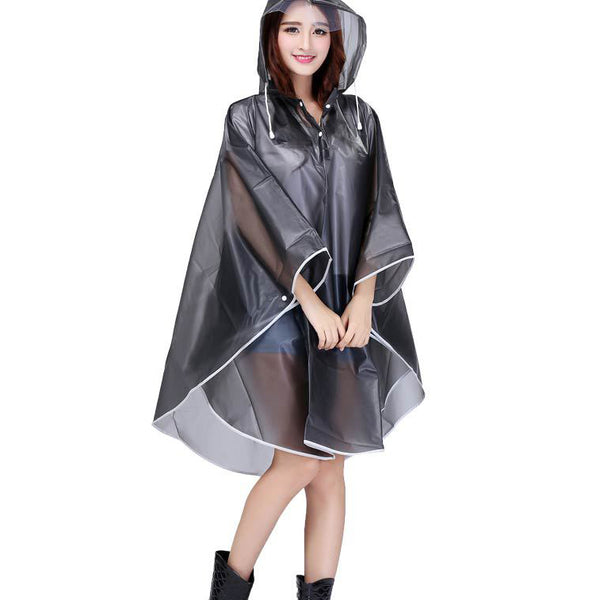 Outdoor Camping Cycling Trekking Cloak Style EVA Hooded Raincoat Jacket for Women