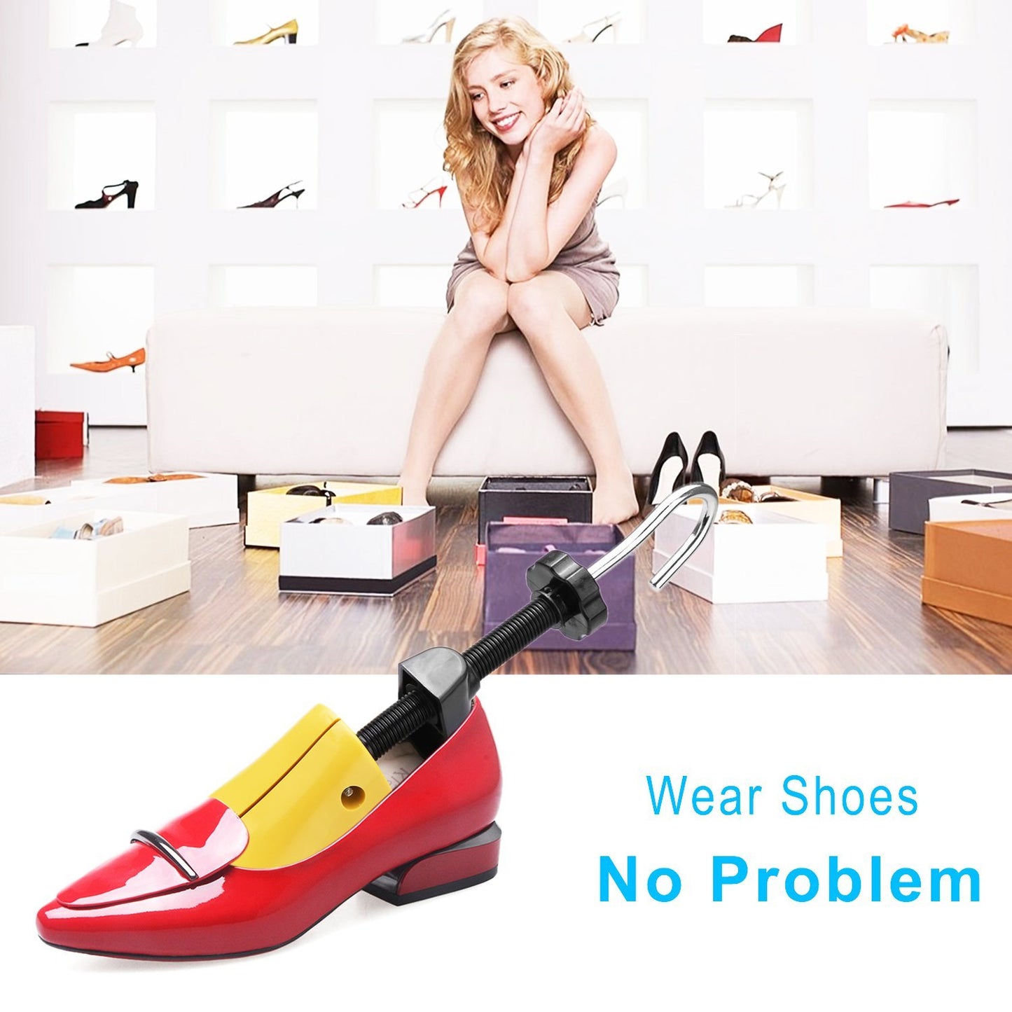 1 Piece Shoe Stretcher Adjustable Length and Width Tough Plastic Shoe Stretcher