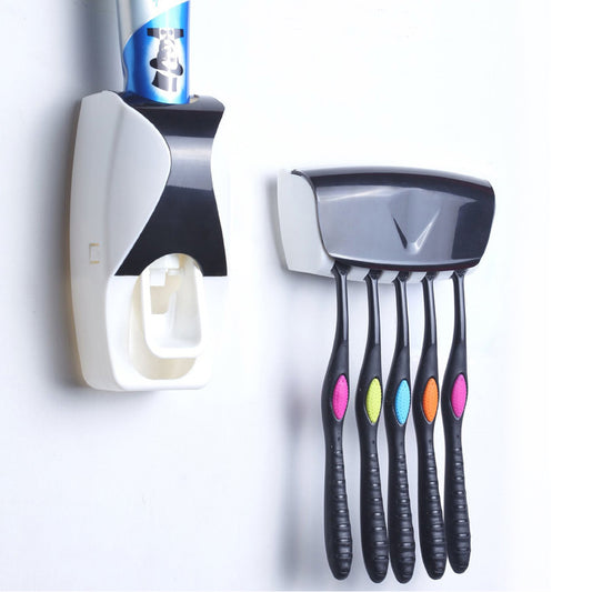 Practical Automatic Toothpaste Squeezer Toothbrush Holder Set with Sticker