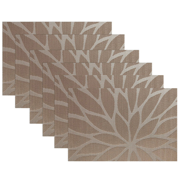 6PCS/Lot Flora Pattern Non-slip Heat-resistant Placemats PVC Placemats, 45 x 30cm