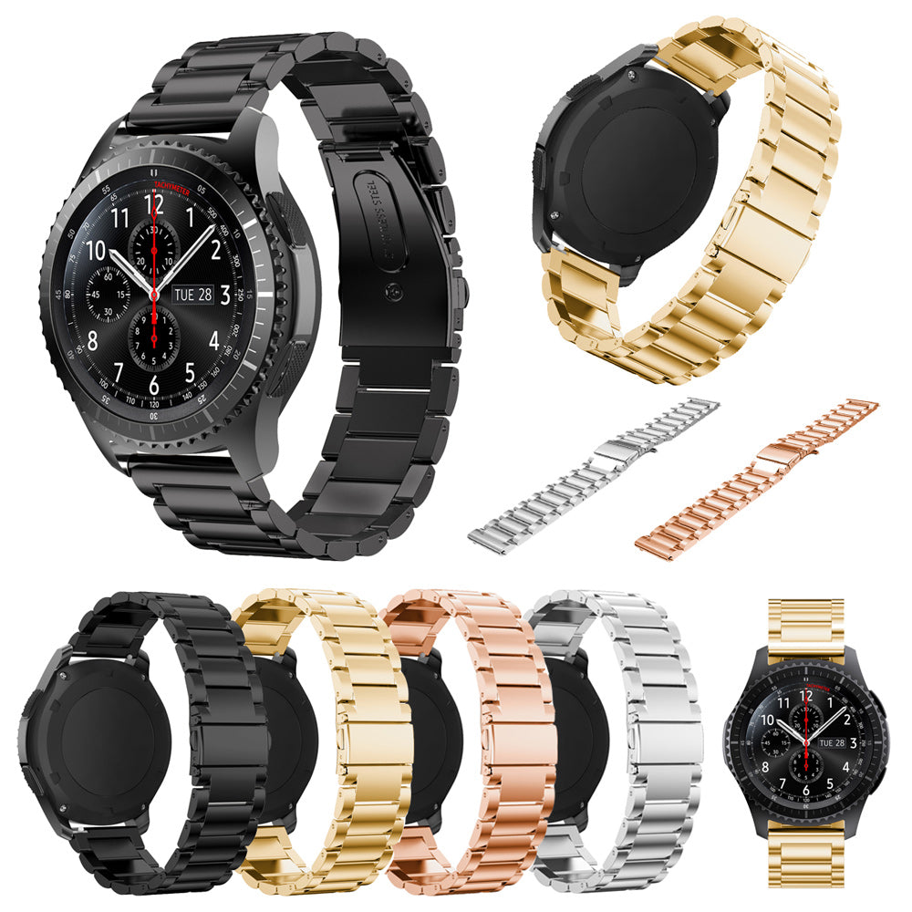 22mm Universal Classic Stainless Steel Watch Band Bracelet for Samsung Gear S3 Frontier/Garmin Active Etc