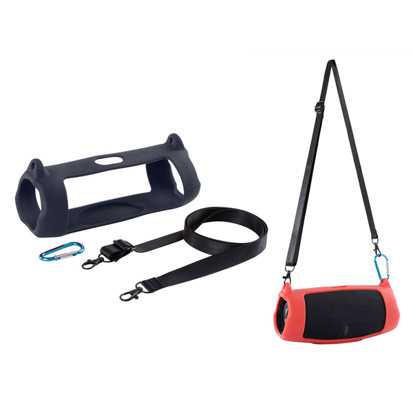 Silicone Carrying Case Bluetooth Speaker Protective Cover with Shoulder Strap Carabiner for JBL Charge 5