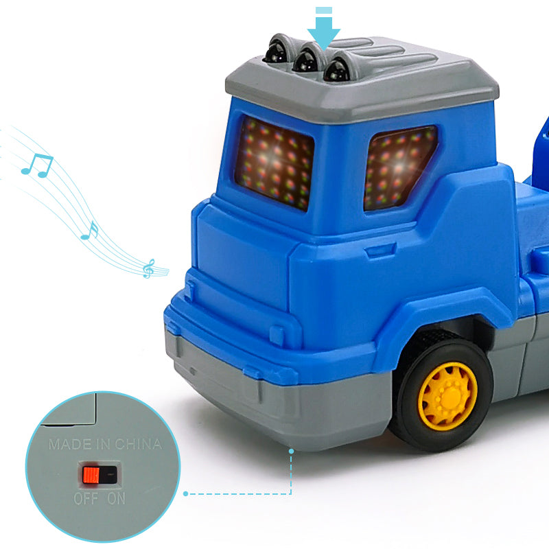 19 in 1 Light Music Engineering Car Vehicles Truck Toy Kids Magnetic Puzzle Toy