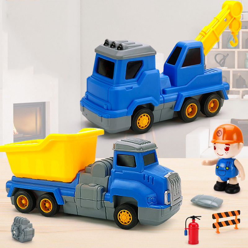 19 in 1 Light Music Engineering Car Vehicles Truck Toy Kids Magnetic Puzzle Toy