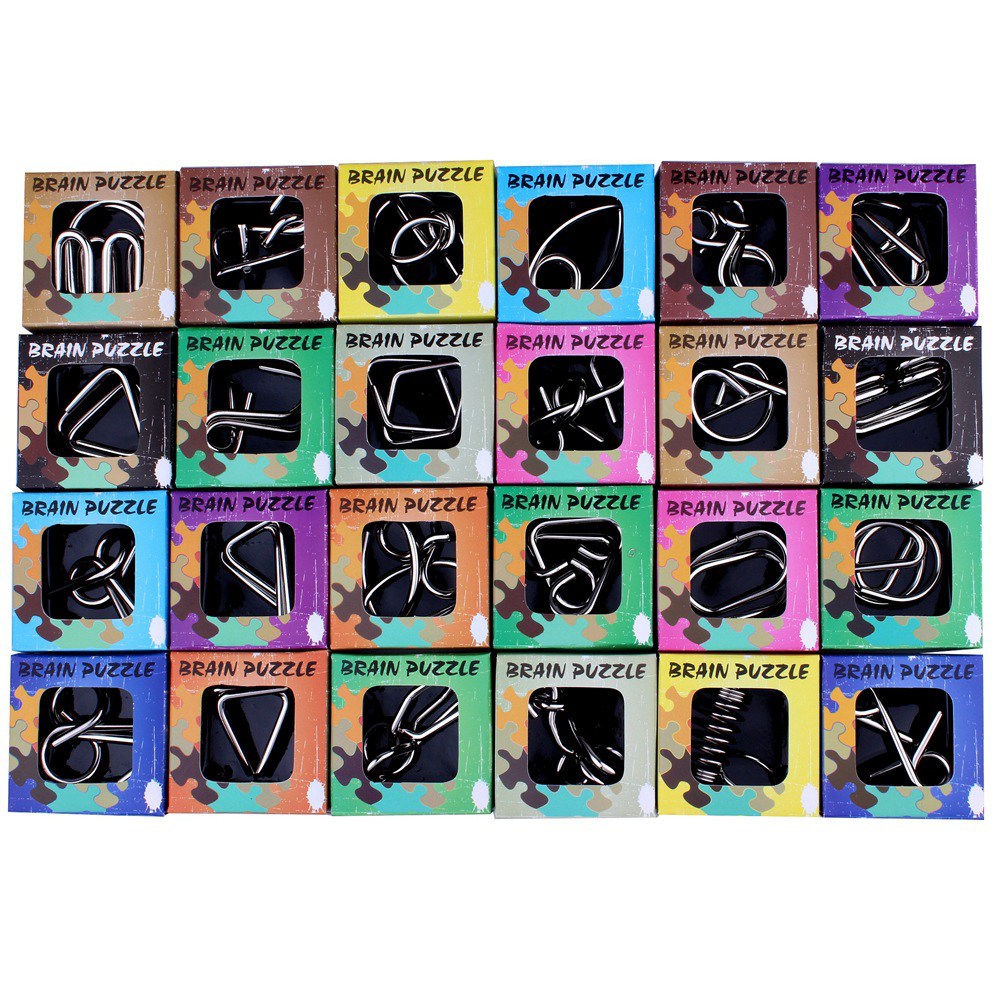 24Pcs / Set Nickel Plated Steel Wire Unlock Toy Brain Teaser Puzzle Lock Adult Children Toy