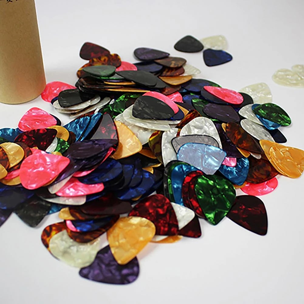 10Pcs 0.71mm Colorful Celluloid Guitar Pick Plectrums for Bass Electric Acoustic Guitars