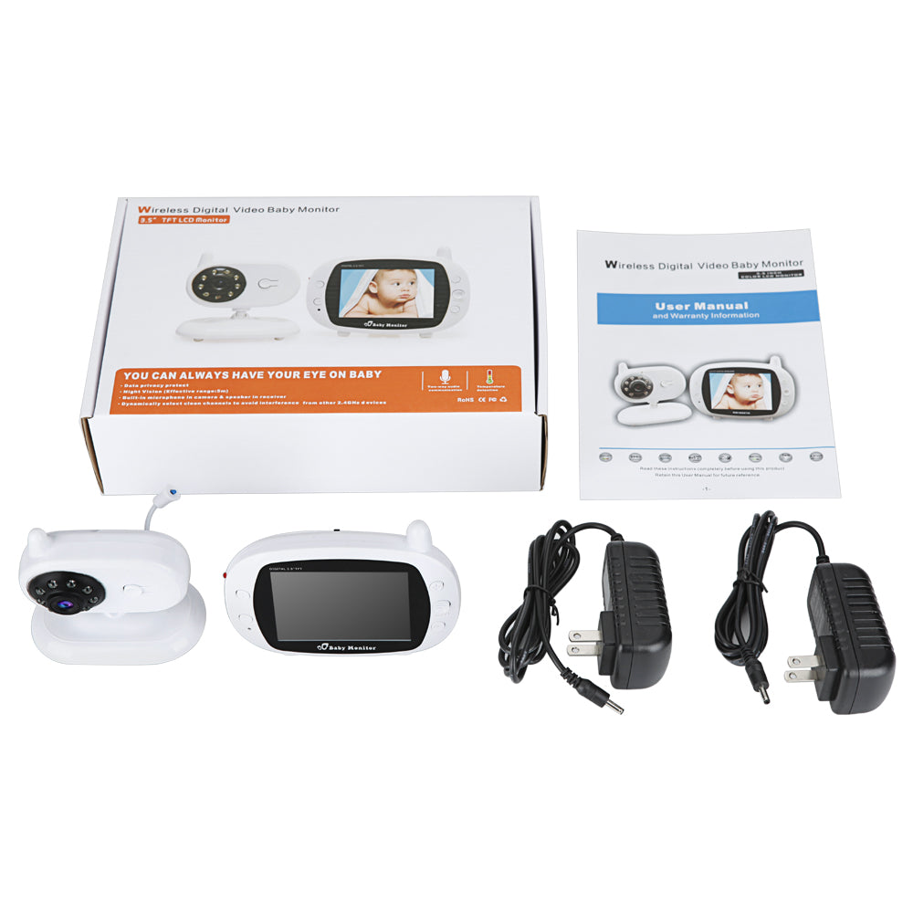 2.4G Digital Wireless 3.5 inch Color LCD Baby Monitor 5m Night Vision SP850