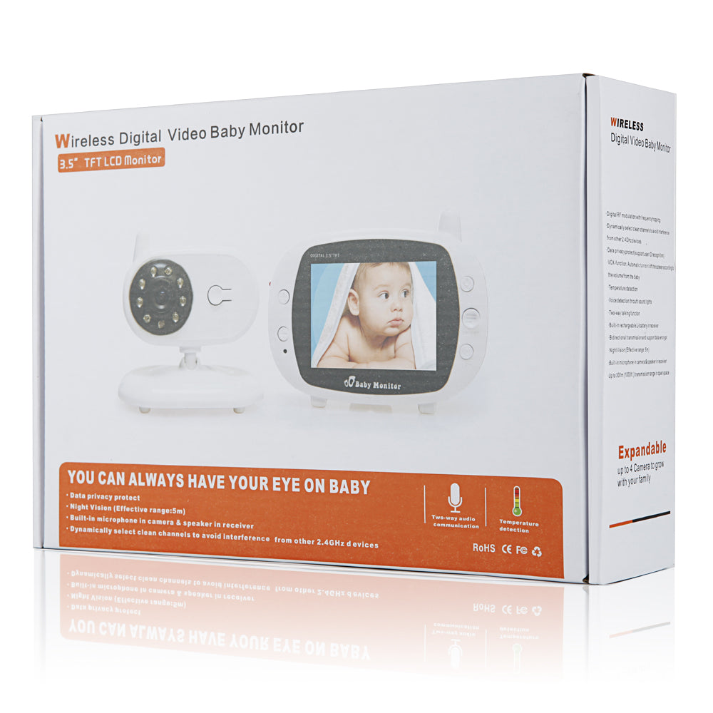 2.4G Digital Wireless 3.5 inch Color LCD Baby Monitor 5m Night Vision SP850